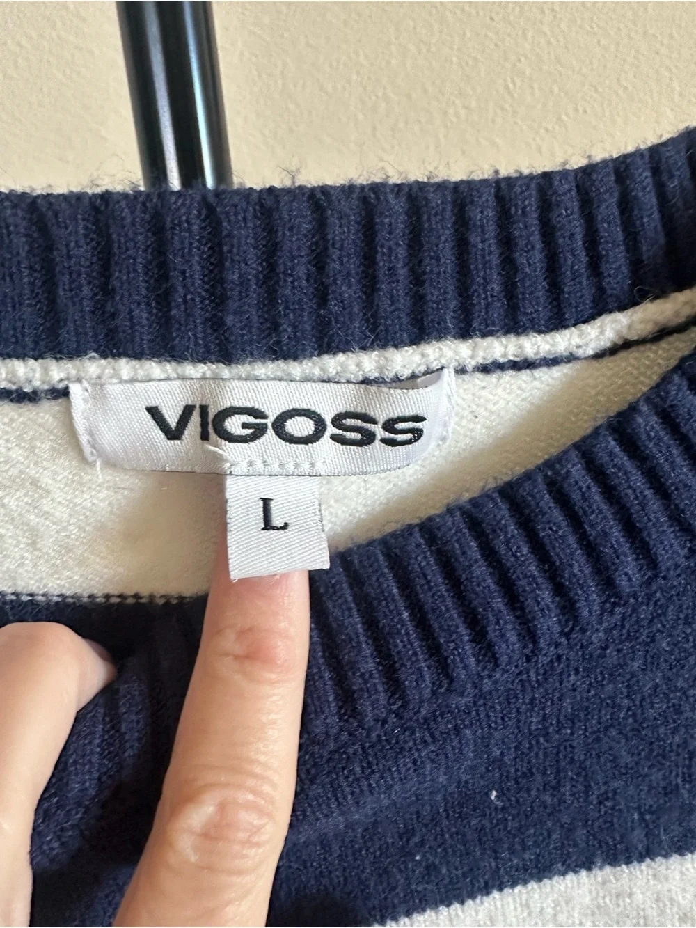 Vigoss Navy & White Striped Knit Pullover